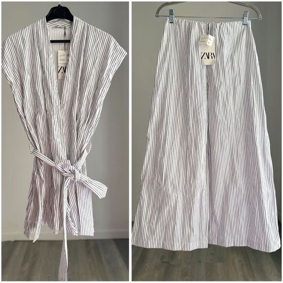 Zara Co-Ord Set Rigid Wrinkled Kimono Top
And Wide Pants - Picture 9 of 9